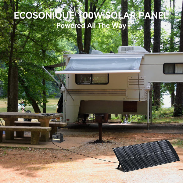 Ecosonique 100W Portable Foldable Solar Panels Charger Fast Charging with USB-C PD3.0 USB-A QC3.0 DC 20V Lightweight with Kickstand for Camping Power Station Solar Generators Cell Phones Power Banks