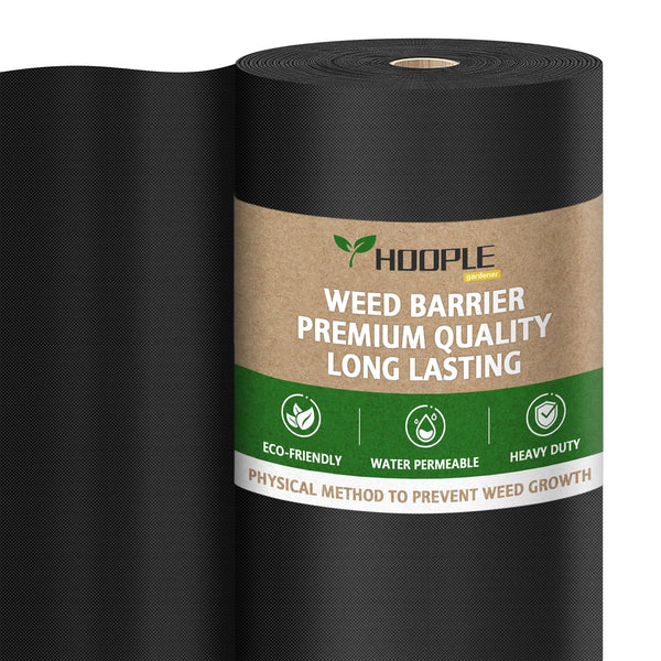 HOOPLE Premium Pro Garden Weed Barrier. Landscape Fabric, Weeds Control 32" by 180' Black