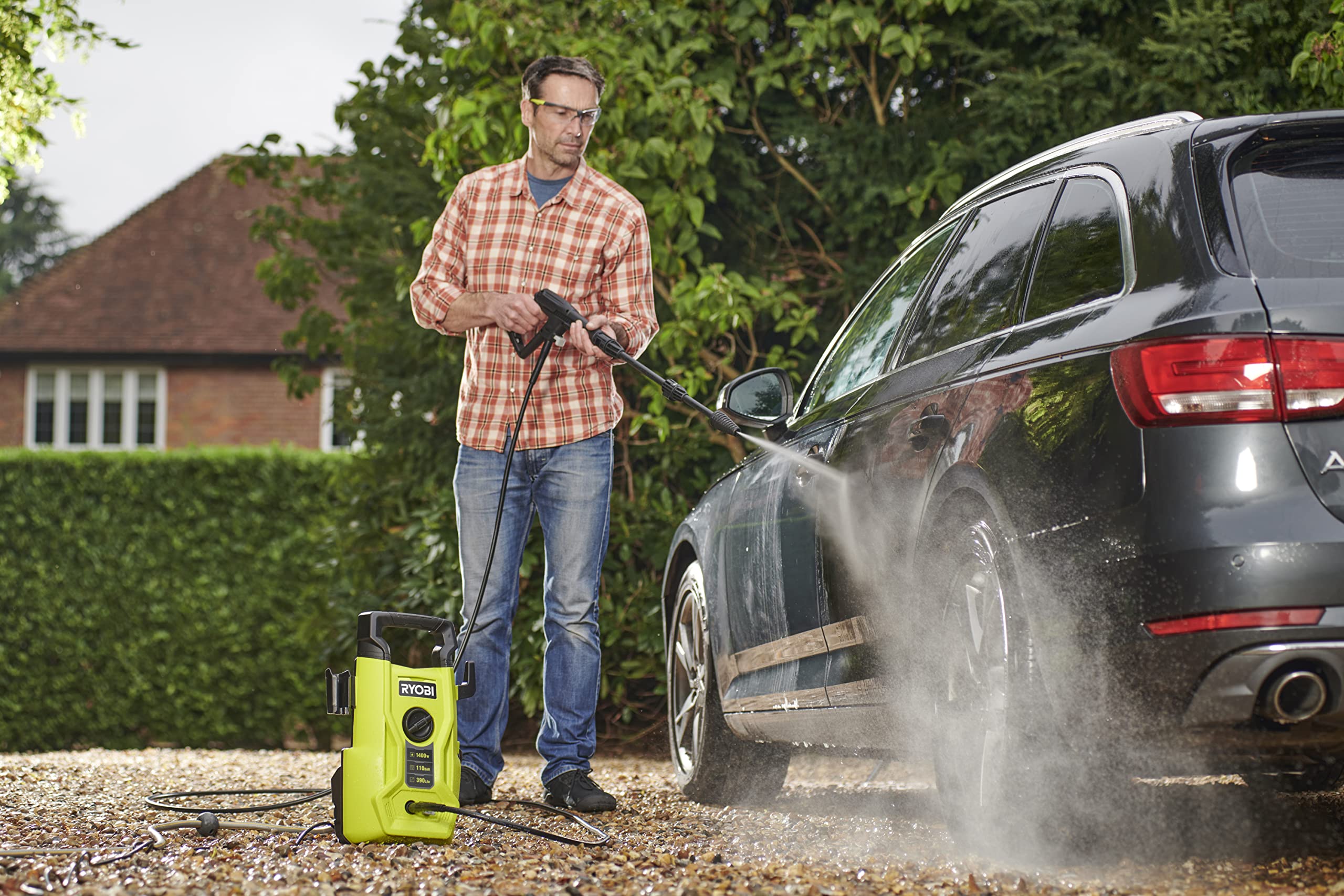 RYOBI RY110PWA 1400W 110bar Pressure Washer, Hyper Green,5133005366