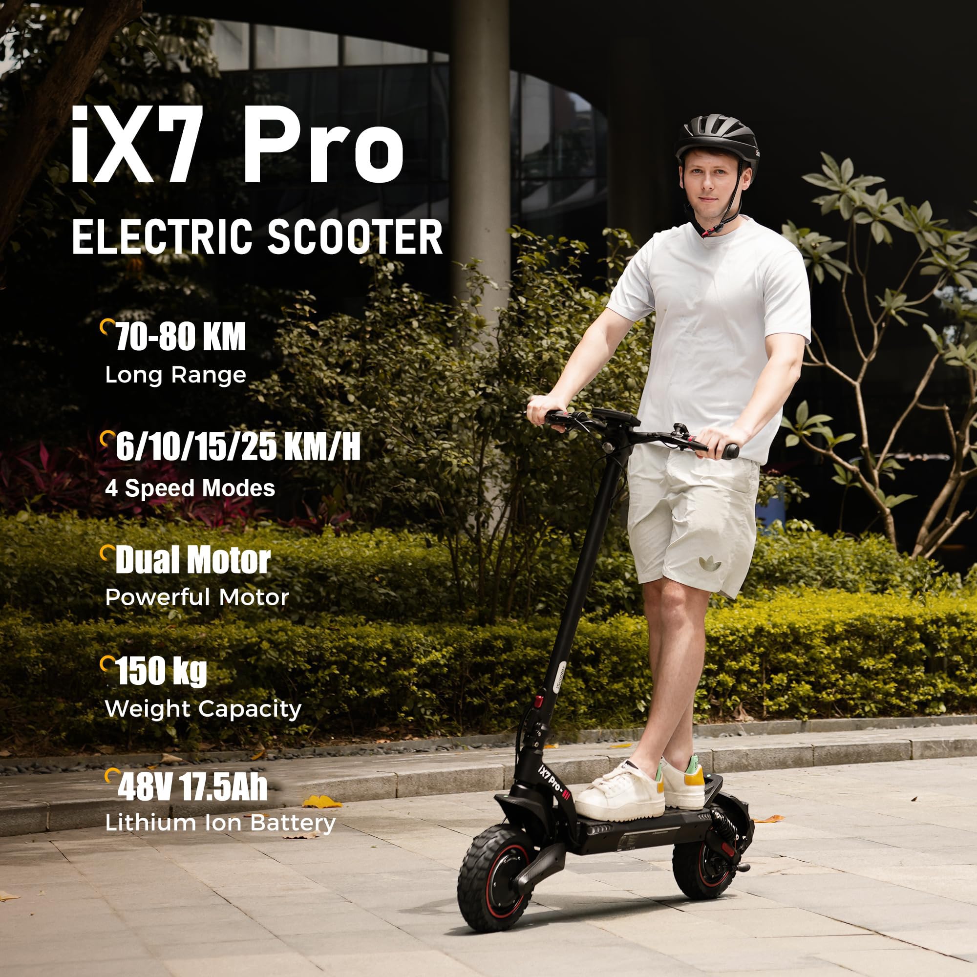 iScooter 45-80KM Range Off-road Electric Scooter,10" Tires iX4/iX7Pro Electric Scooter for Adult with APP Control, Large Capacity Battery, Multiple Speed Modes,4 Shock Suspension Fast E-Scooter