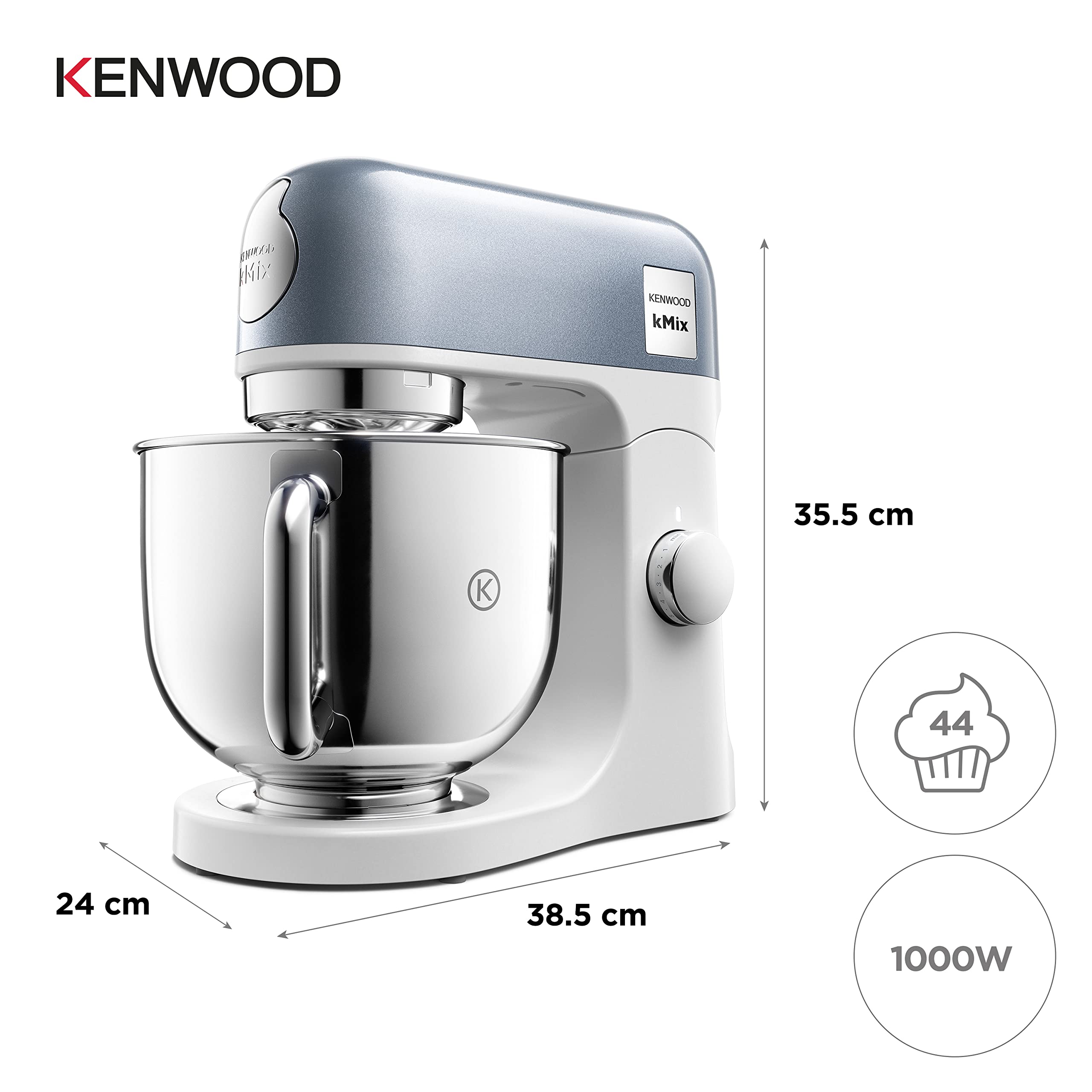 Kenwood kMix Editions KMX760API Kitchen Machine, 5 l Stainless Steel Bowl, Safe-Use Safety System, Metal Casing, 1000 Watts, incl. 3-Piece Patisserie Set and Splash Guard, Apricot Pink