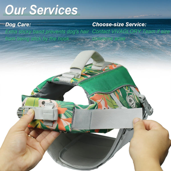 VIVAGLORY Front Float Dog Life Jacket, Dog Buoyancy Aid for Swimming & Boating, Life Vest with Chin Float & Handle, Ripstop & Buoyancy for Doggy, L, Yellow Grey