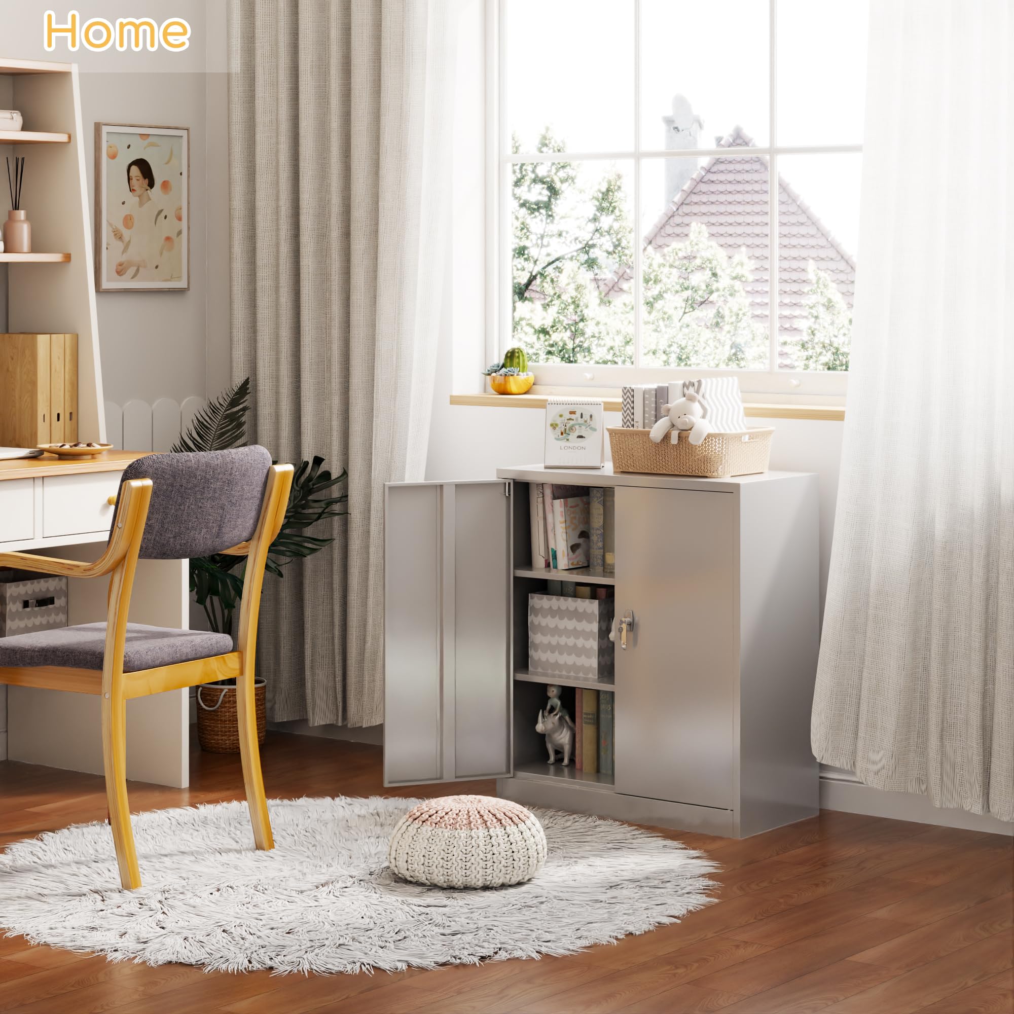 Metal Storage Cabinet with 2 Door and 3 Adjustable Shelves,140X80x40CM Steel Cabinet for Warehouse,Garage,Home,Office,Easy Assemble Required(Black/White)