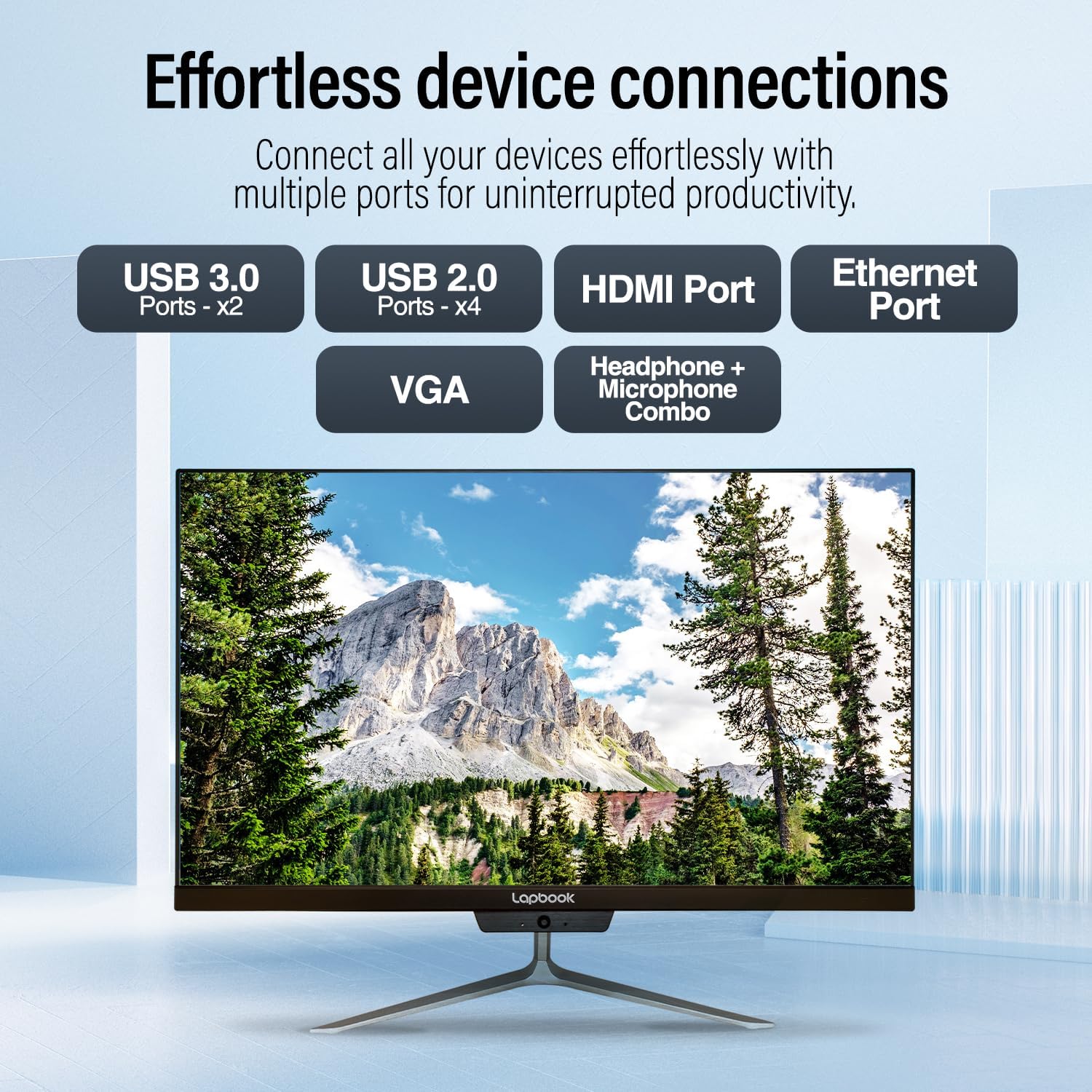 23.8" Full HD All in One Desktop Computer - 16GB RAM, 512GB SSD, Windows 11, Intel 13th Gen, Dual-Band WiFi, HDMI, USB 3.0, FHD IPS Display - AIO PC with Wireless Keyboard, Mouse, 2MP Web Camera