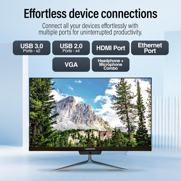 23.8" Full HD All in One Desktop Computer - 16GB RAM, 512GB SSD, Windows 11, Intel 13th Gen, Dual-Band WiFi, HDMI, USB 3.0, FHD IPS Display - AIO PC with Wireless Keyboard, Mouse, 2MP Web Camera