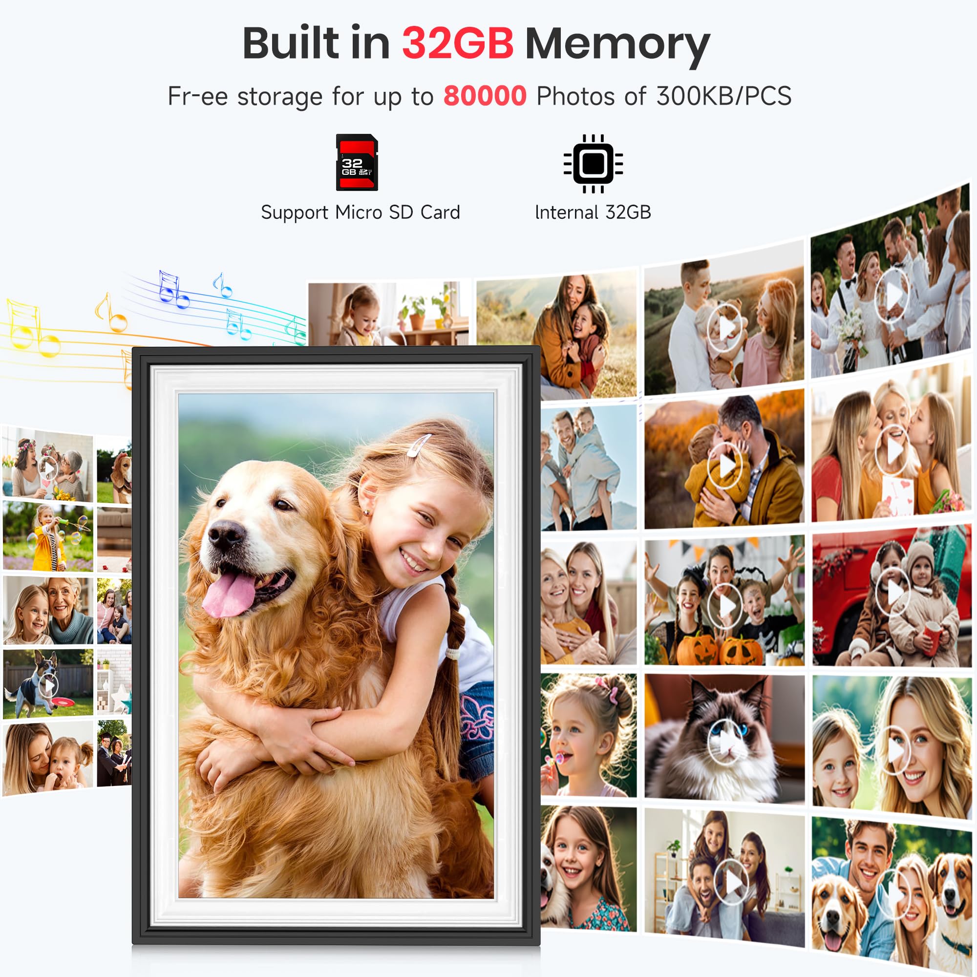 Frameo WiFi Digital Photo Frame 10.1 Inch - 1280x800 HD IPS Touch Screen Picture Frame Electronic, 32GB Memory, Auto Rotate, Wall Mountable, Digital PictureFrame for Sharing Photos and Videos