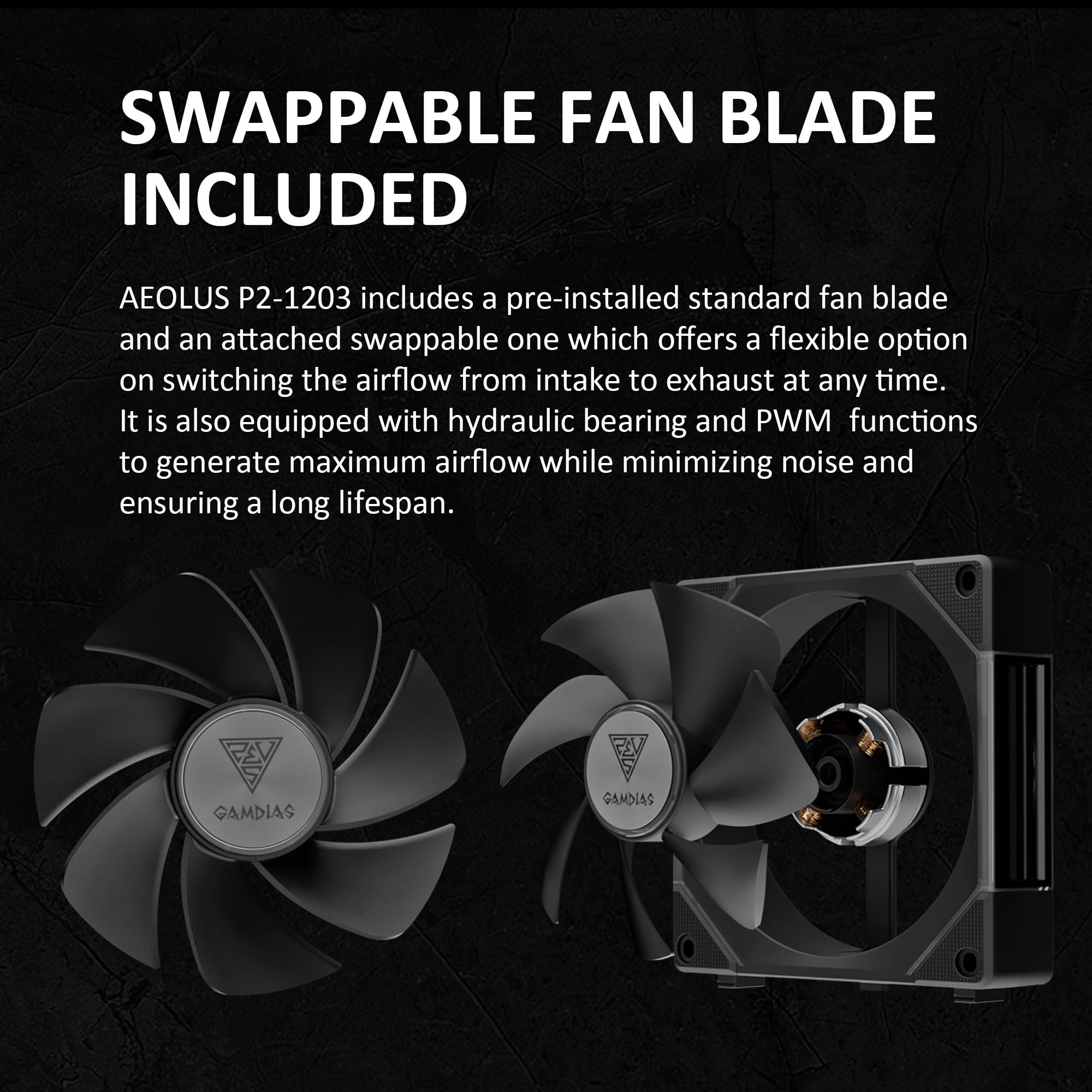 GAMDIAS 120mm ARGB PC Case Fans, Computer Case Fan, Cabless Daisy Chain Connection, Dual Infinity Mirror Lighting, Swappable Fan Blade for Reverse Airflow, Performance 30mm Thick, With Control Box