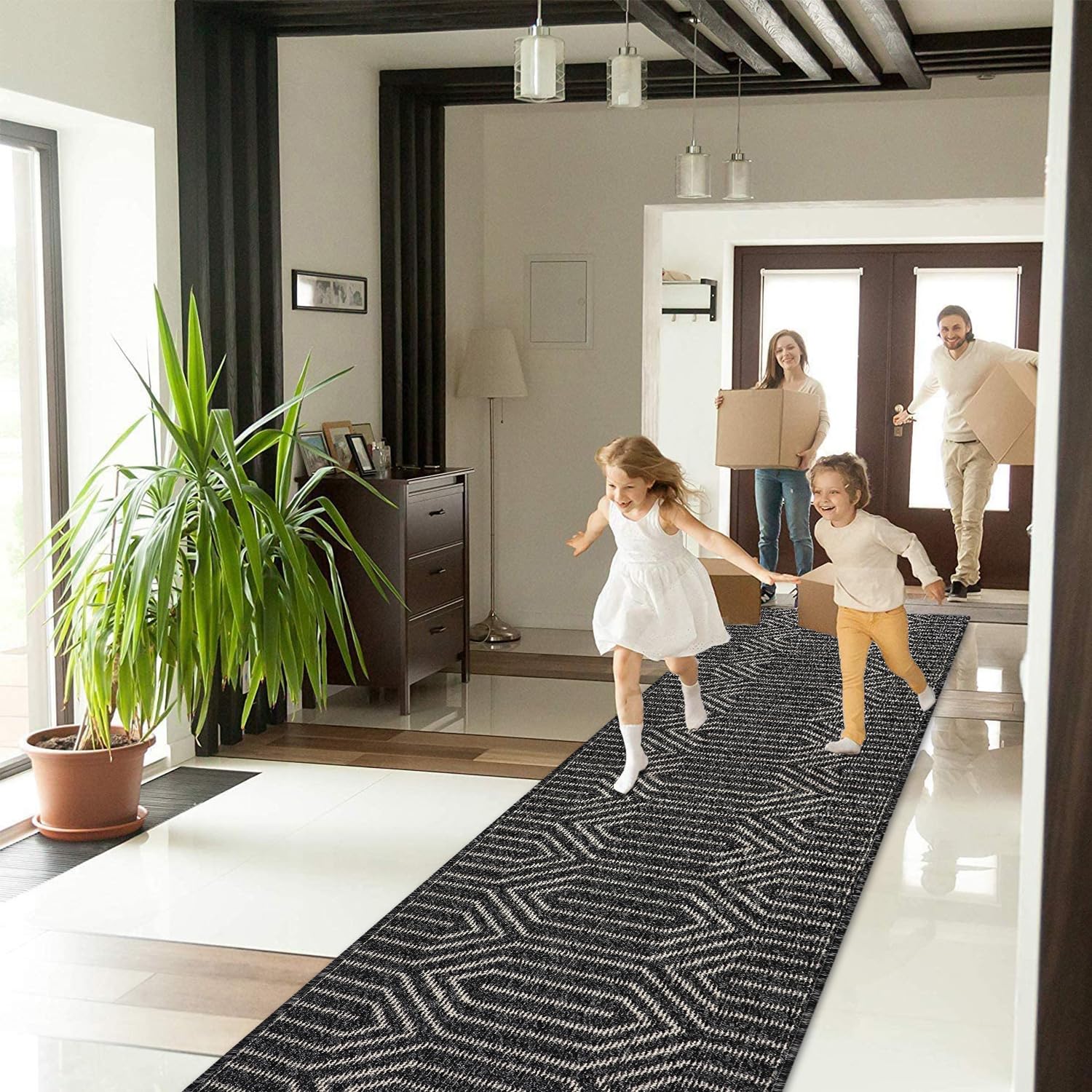 Cekene Runner Rugs for Hallway Non Slip 65x300cm Hall Carpet Runner Washable Extra Long Low Profile Floor Rug Runner for Kitchen Hallway Entryway