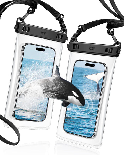 YOSH Waterproof Phone Pouch 2 Pack, 7 inch IPX8 Waterproof Phone Case for Swimming Travel Beach Trip Snorkelling Kayaking, Underwater iPhone Case for iPhone 16 15 14 Pro Max, Samsung S25 S24 Ultra
