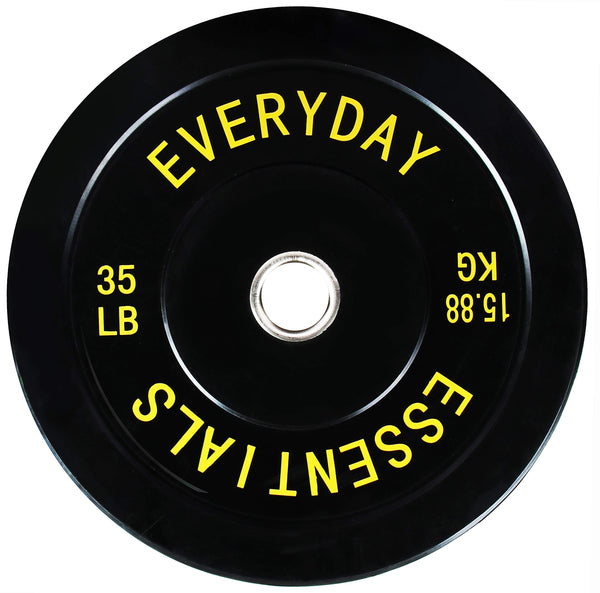 Signature Fitness 2" Olympic Bumper Plate Weight Plates with Steel Hub, 35LB, Single, Black