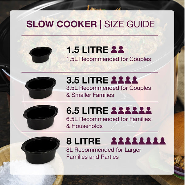Andrew James 6.5L Slow Cooker with Removeable Easy Clean Ceramic Bowl, 3 Temperature Settings, Energy Efficient Large Slow Cooker with Tempered Glass Lid, Cool Touch Handles & Non-Slip Feet (Grey)