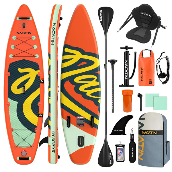 10'6" Inflatable Stand Up Paddle Board with Kayak Conversion Kit, Complete SUP Set Paddle Boards for Adults, with Single/Double Paddle, Kayak Seat, Backpack and More Accessories