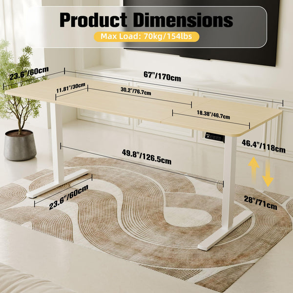 ERGOMAKER Electric Height Adjustable Standing Desk 80x60cm (31.5"x23.6"), Sit Stand Desk with Splicing Top for Home Office (Black Frame + Black Desktop)