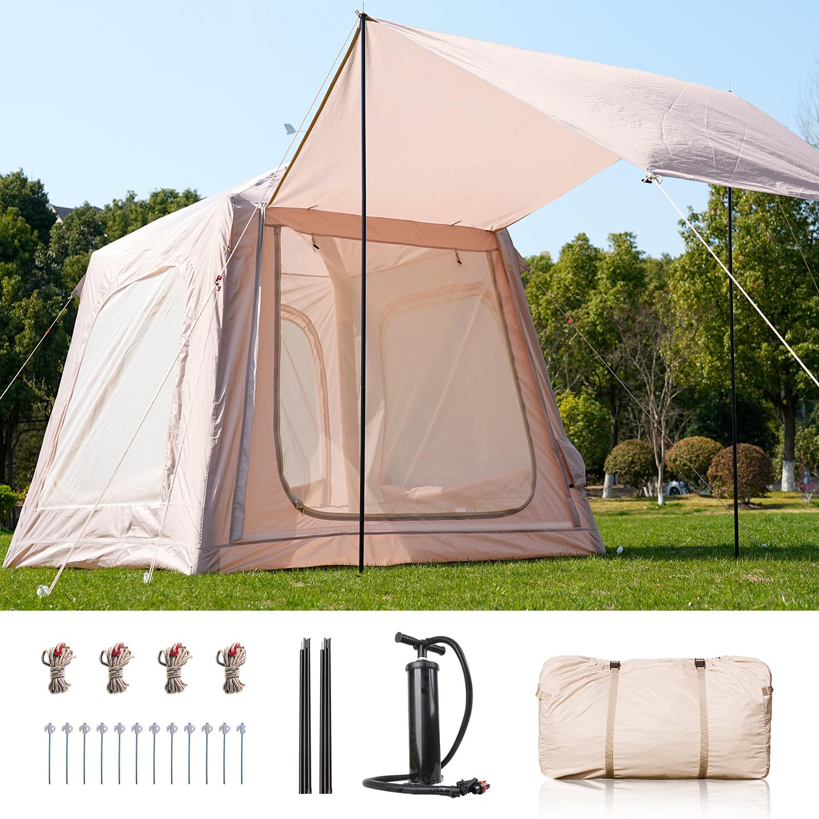 Ytaoeo Inflatable Tent Outdoor camping tent Inflatable camping tent made of waterproof Oxford fabric Air glamping tents for 4 seasons campings