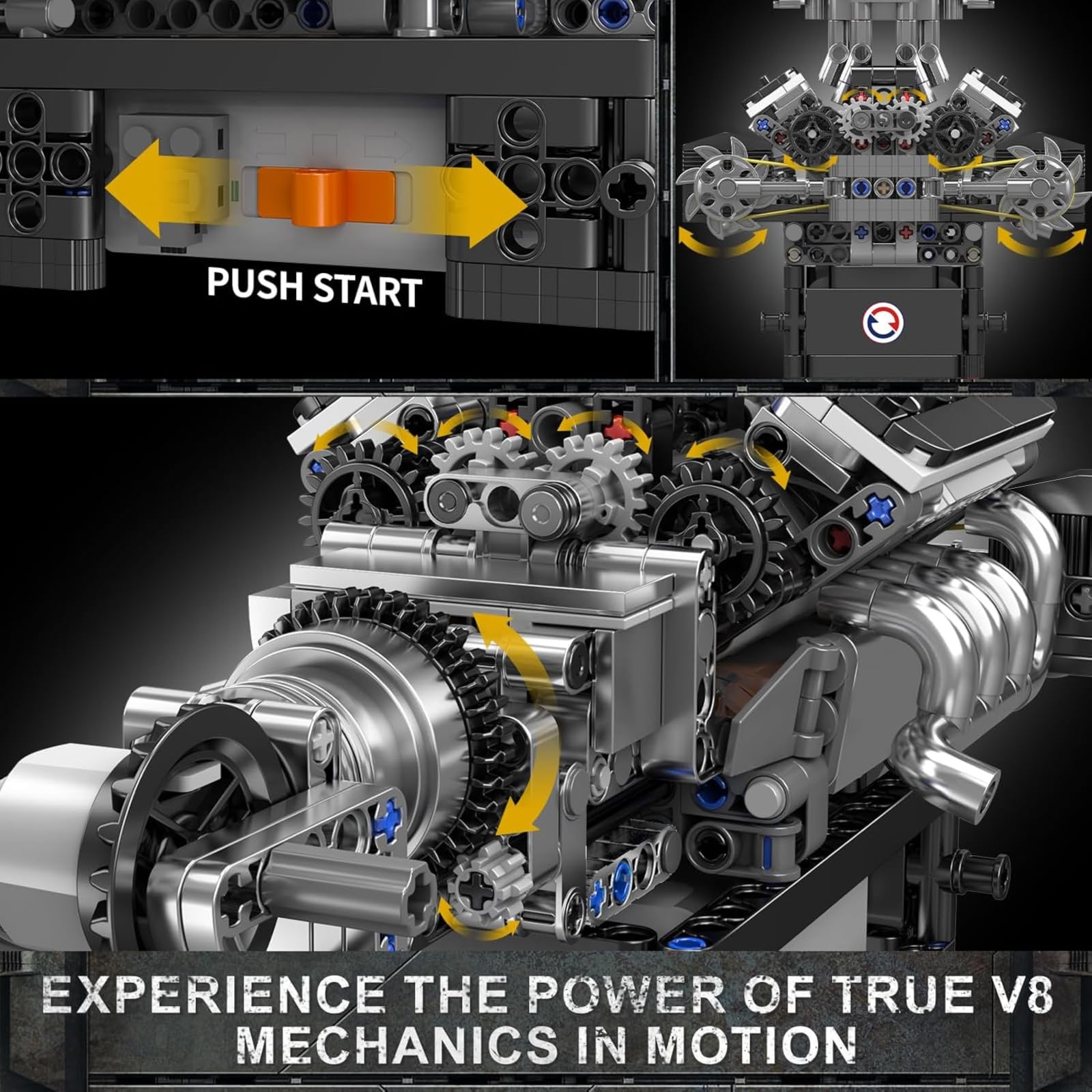 Mould King 10193 Engine Building Blocks Toy Kit, Boxer Engine Clamping Blocks Construction Kit Model, Toy Gift Collectibles for Adults Boys Girls(609 Pieces)