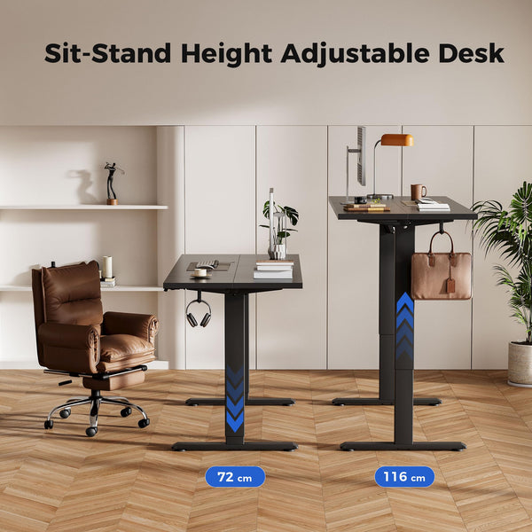 Agilestic L-Shaped Electric Standing Desk, 140cm Height Adjustable Sit-Stand Desk for Home Office, Ergonomic Computer Desk with Spliced Board, White
