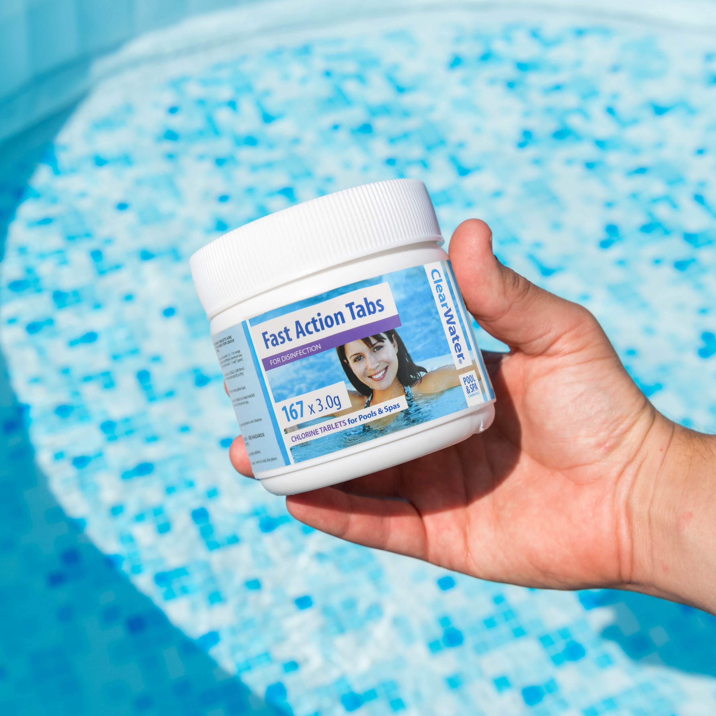 Clearwater Fast-Dissolving Chlorine Tablets, 167 Tabs for Hot Tubs & Pools, Quick-Acting Water Treatment