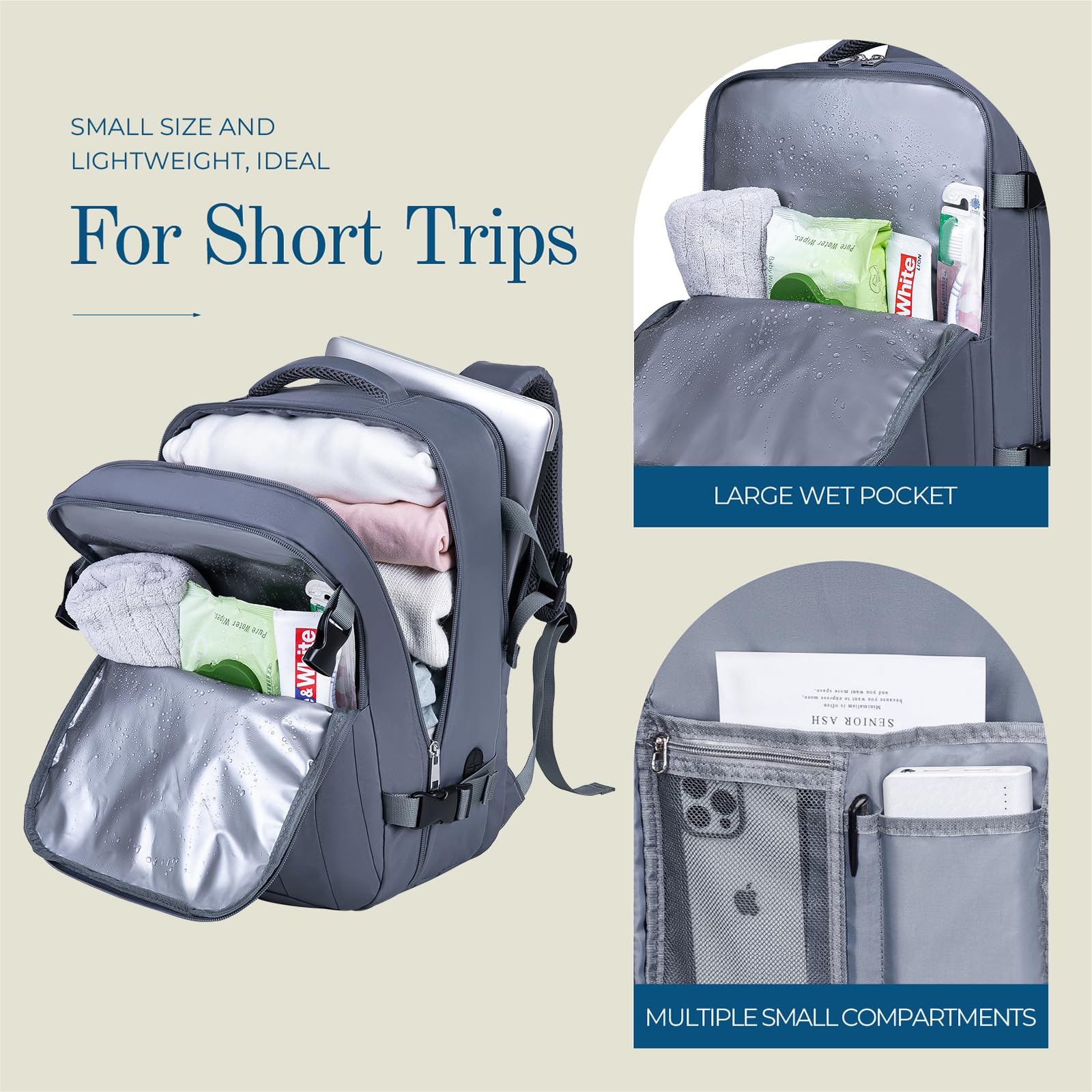 Cabin Bag 45x36x20 for New Easyjet, Underseat Cabin Luggage Bags Carry on Travel Backpack Cabin Size for Airplanes, 30L Hand Luggage Suitcase Water Resistant Laptop Backpacks Black