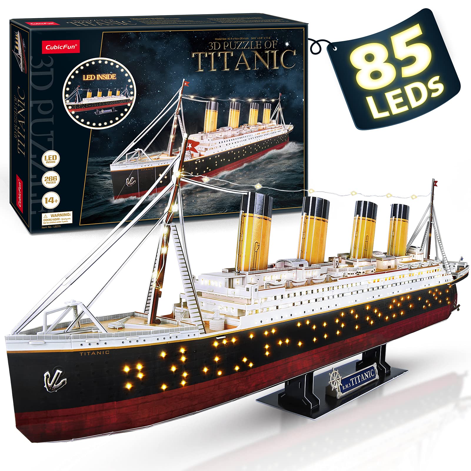 CubicFun LED Pirates of the Caribbean Flying Dutchman Model Kits for Adults to Build 3D Jigsaw Puzzles Ship Model Building Gifts for Adults Kids Girls Boys - 360 Pieces