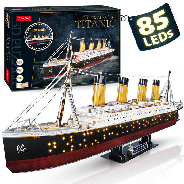CubicFun LED Pirates of the Caribbean Flying Dutchman Model Kits for Adults to Build 3D Jigsaw Puzzles Ship Model Building Gifts for Adults Kids Girls Boys - 360 Pieces