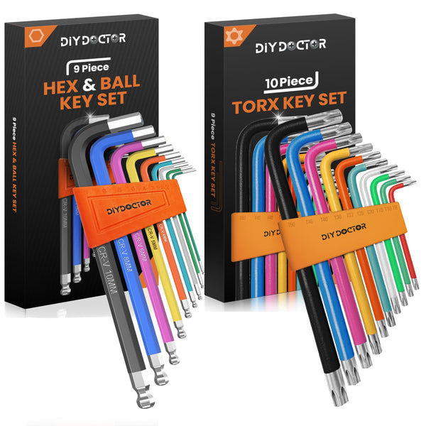 DIY Doctor Hex Key Set (9 Pieces) – Long Ball-End Allen Keys from 1.5mm to 10mm – Durable Hex Key Set