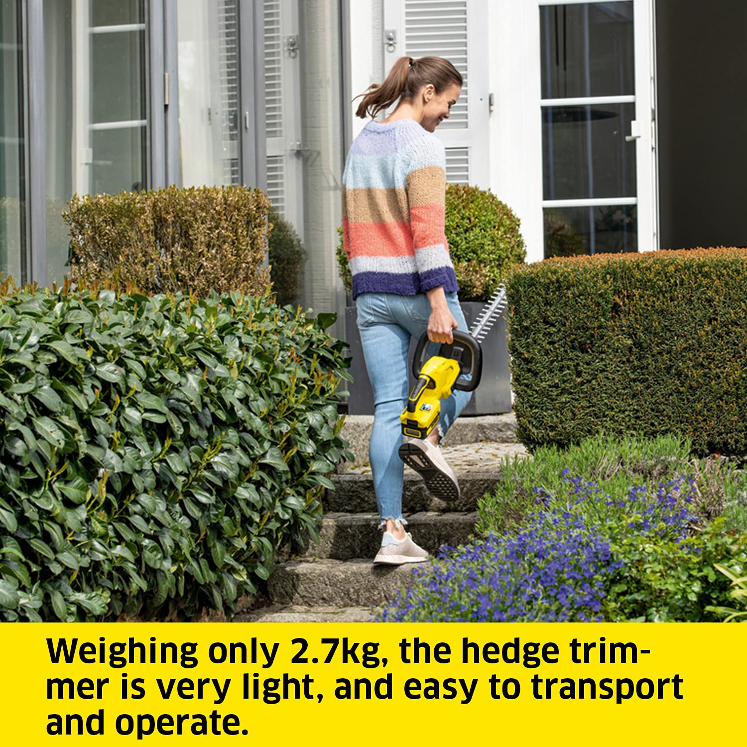 K?rcher 18 V Cordless Hedge Trimmer HGE 18-45, Cutting Length: 45 cm, Diamond-ground Blade, Weight: 2.68 kg, Power: Max 250-500 m, Can be Used with