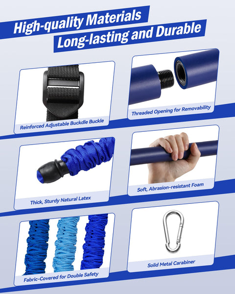 ALongSong Pilates Equipment Home Gym Workout With 6 Resistance Bands 20/40/60lbs With Protective Sleeves Pilates Bar Set Adjustable For Strengthen