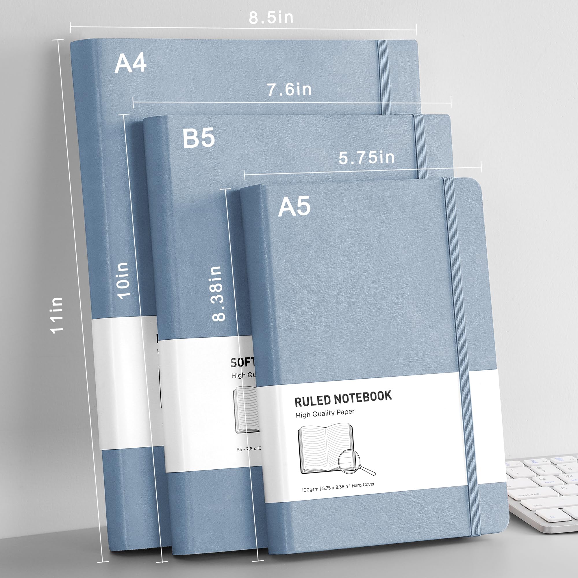 RETTACY Lined Journal Notebook - A5 Note Book Hardcover Thick Notepad 320 Numbered Pages for Writing,100gsm Lined Paper, Leather Hardcover, for Women Men Work Office School,14.5 x 21cm - Black