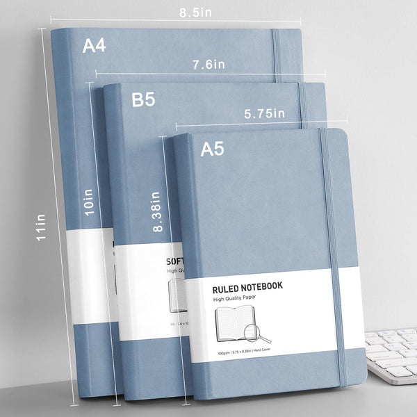 RETTACY Lined Journal Notebook - A5 Note Book Hardcover Thick Notepad 320 Numbered Pages for Writing,100gsm Lined Paper, Leather Hardcover, for Women Men Work Office School,14.5 x 21cm - Black