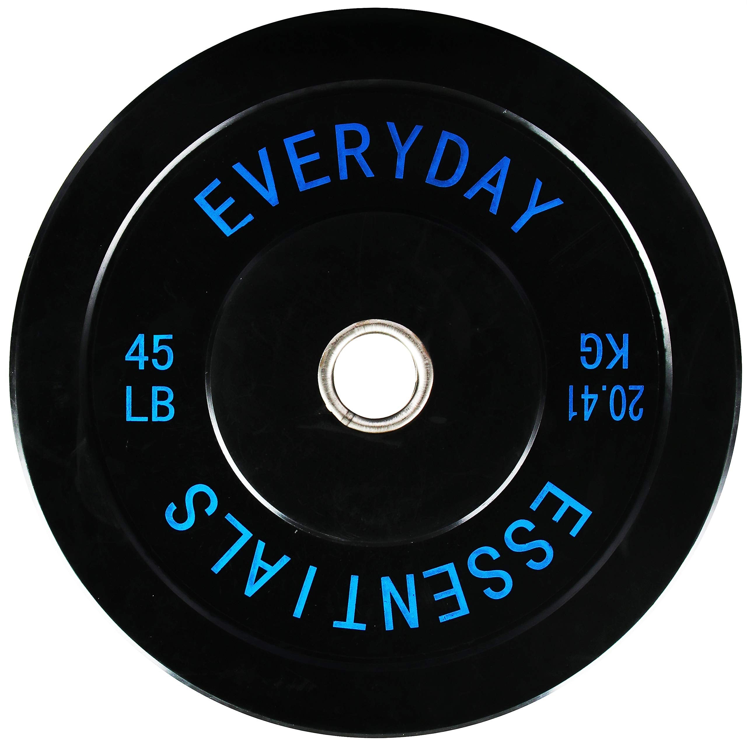 Everyday Essentials Color Coded Olympic Bumper Plate Weight Plate w Steel Hub, Single, Black, 45 Pounds