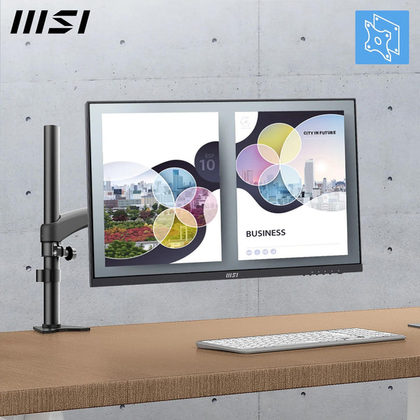 MSI PRO MP251 24.5 Inch Full HD Office Monitor - 1920 x 1080 IPS Panel, 100 Hz, Eye-Friendly Screen, Built-in Speakers, Tilt-Adjustable - HDMI 1.4b, D-Sub (VGA)
