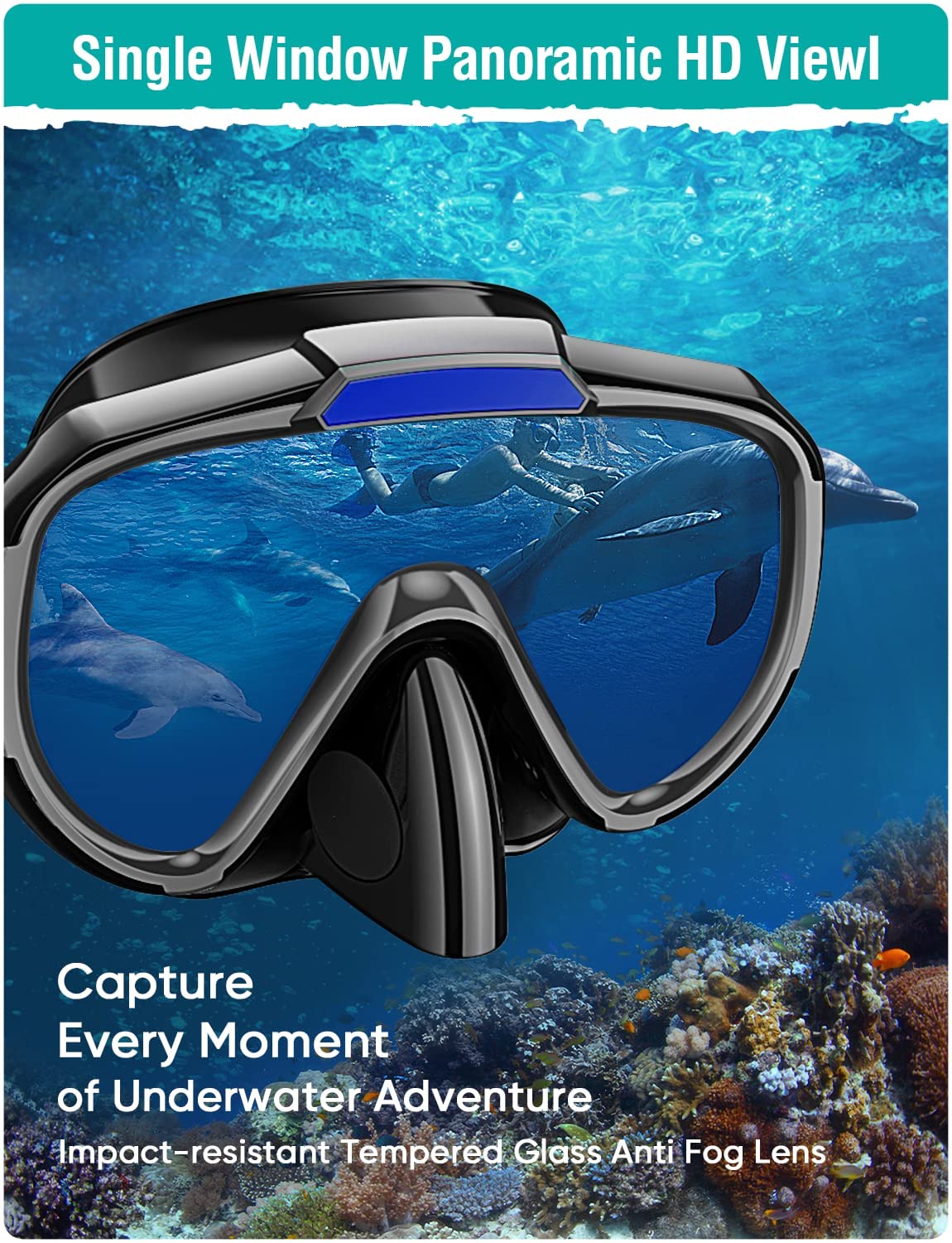 Lealinga Snorkel Set Adults Snorkel Mask Anti-Fog Panoramic View Diving Mask Dry Top Snorkel Kit with Travel Bag Diving Set for Snorkeling Scuba Diving Swimming Travel
