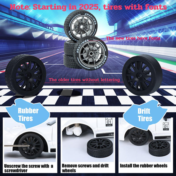 iBlivers Mini RC Drift Car with Full Proportional Throttle, 1:24 Remote Control Car 4WD Drift GT-RX7 RC Cars Vehicle High-Speed Racing RC Drifting Car Gifts Toy for Boys Kids (Pink)