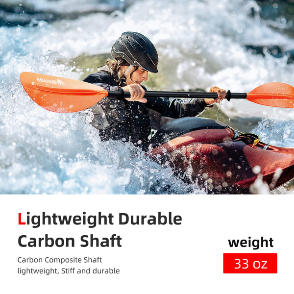 Abahub 1 x Carbon Kayak Paddles, 90.5 Inches Kayaking Oars for Boating, Canoeing with Paddle Leash, Carbon Fiber Shaft Orange Plastic Blades