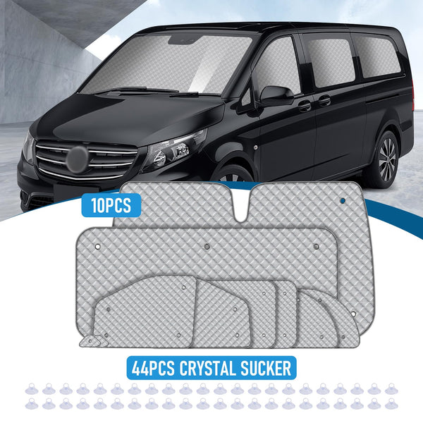 MaxAwe 8Pcs Internal Thermal Blind Set Fits for VW T5/T6 LWB, Luxury Sunshade Wrap Cover Kit, Window Front Screen Cover, Summer Uv Sun Blind & Winter Insulation Cover for VW Campervans & Motorhome