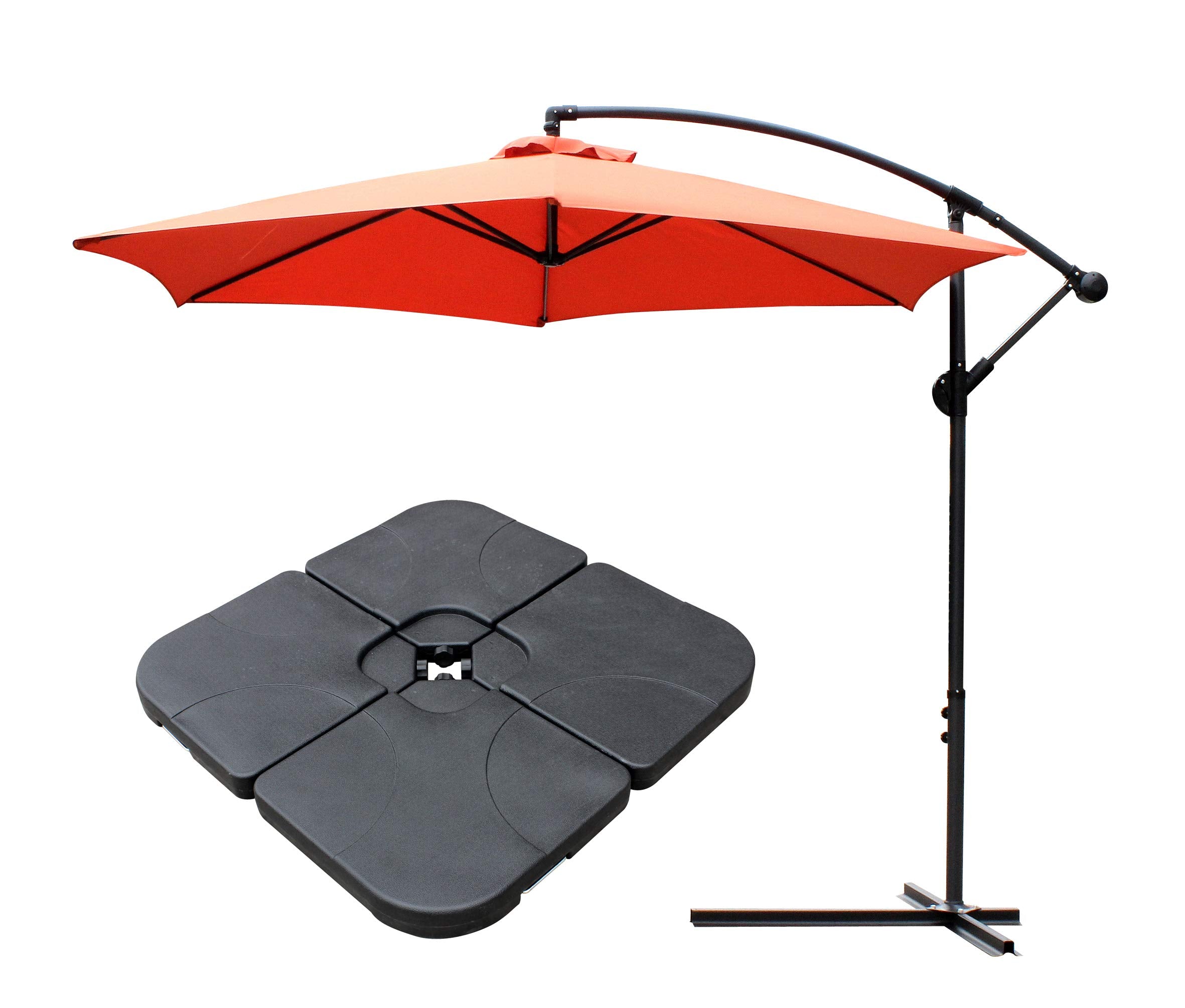 All Seasons Gazebos Ross James premium garden parasol umbrella with crank handle including base weight (Green)