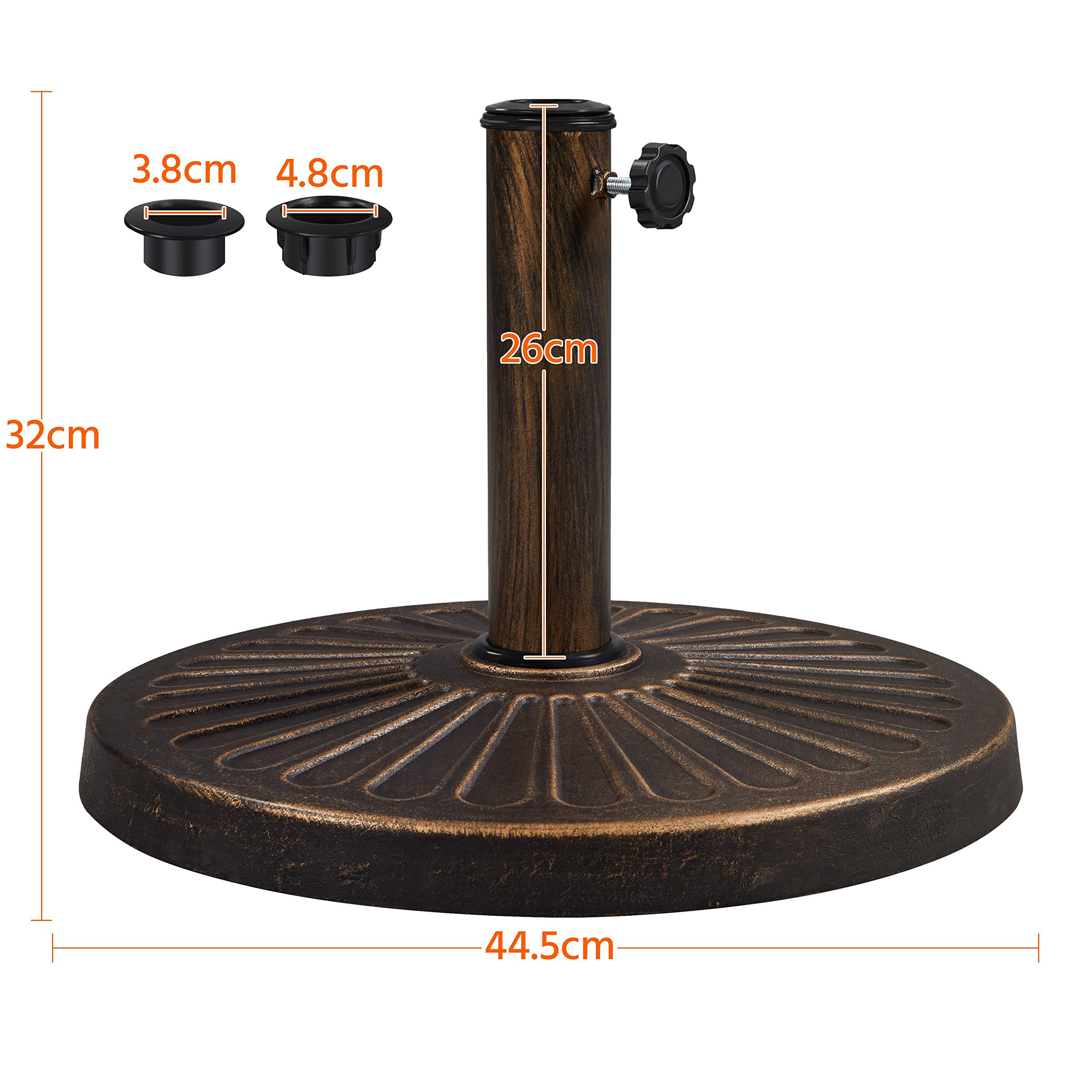 Yaheetech 10kg Patio Umbrella Stand Parasol Base Weight Heavy Duty Garden Parasol Stand Holder Round Iron Umbrella Base Stand Bronze