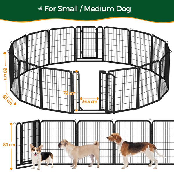 Yaheetech Lightweight Dog Playpen, 8 Panel 80cm Dog Fence Pet Exercise Pen Portable Puppy Play Pen Suitable for RV/Camping