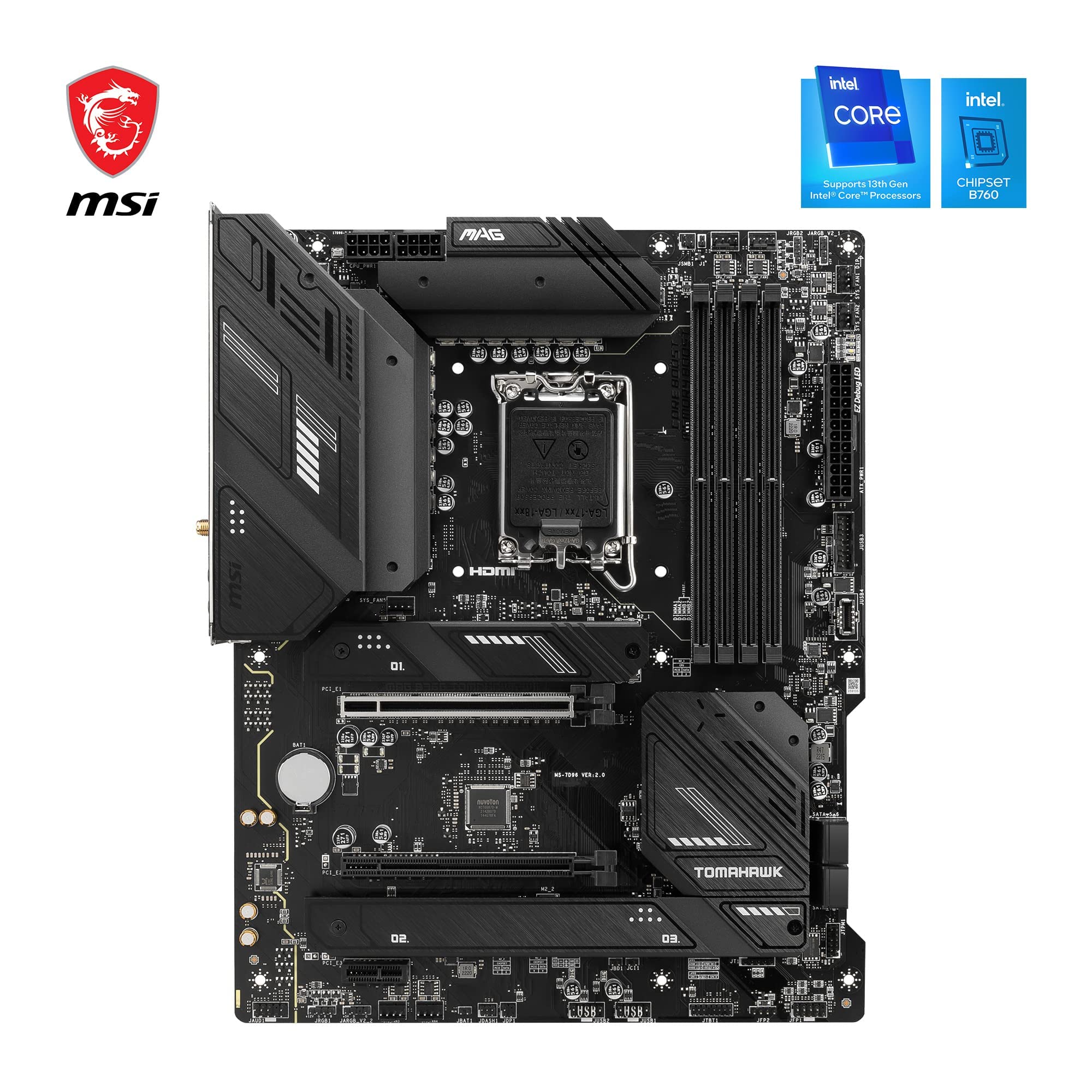 MSI B760 GAMING PLUS WIFI DDR4 Motherboard, ATX - Supports Intel 14th, 13th & 12th Gen Core Processors, LGA 1700 - DDR4 Memory Boost 5333+MHz/OC, 1x PCIe 4.0 x16, 2 x M.2 Gen4, 2.5G LAN, Wi-Fi 6E