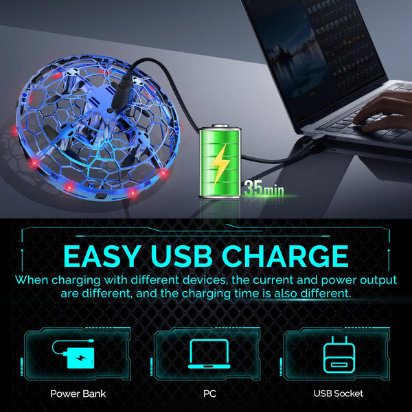 Flying Drone for Kids, 360° Hands Free Motion Sensors Mini UFO Helicopter with LED Light - Cool Toy Gift for 6+ Boys & Girls