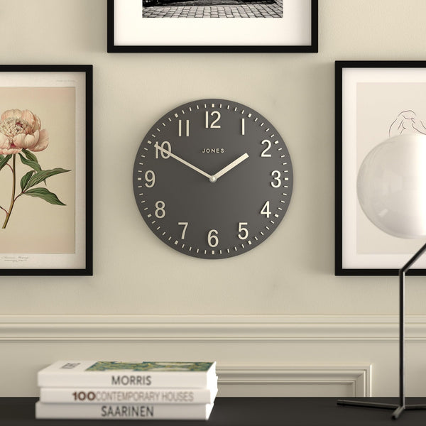 Jones Clocks Chilli wall clock | Modern convex clock | 30cm | Dark grey | Ideal for the kitchen, living room, office or bedroom