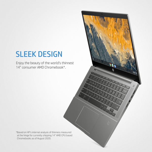 HP Chromebook 14" | Intel Processor N100 Processor| 4 GB RAM | 128 GB Flash Storage | Intel UHD Graphics | HD Display | Up to 12hrs battery | Chrome OS | Dual Speakers | Glacier Silver | 14a-nf0002sa