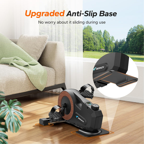 MERACH Under Desk Bike Pedal Exerciser, Mini Exercise Bike with 8-Level Magnetic Resistance, LCD Display & Anti-Slip Base, Eco-Friendly Portable Desk Bike for Office, Home, or Rehab