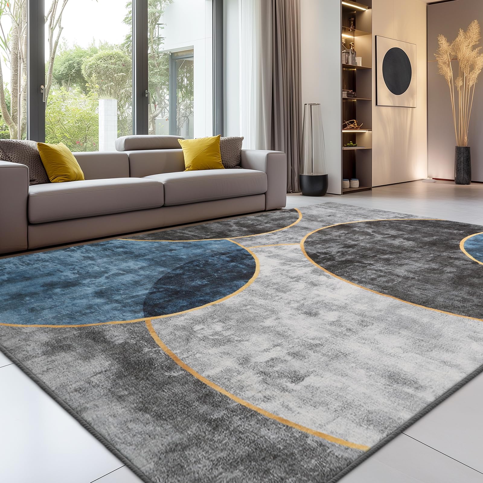 Sour Lemon Rugs Living Room Large 240x300 - Machine Washable Rug - Area Rugs for Bedroom - Large Boho Rug Vintage Rugs Anti Slip Fluffy Carpet for