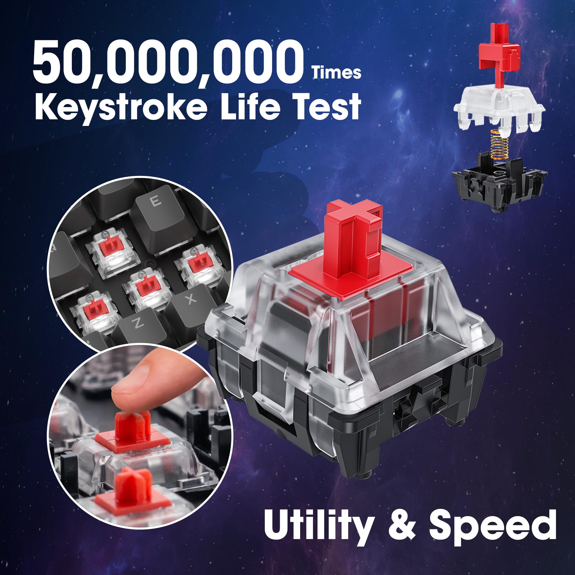 KOORUI 60% Mechanical Gaming Keyboard, Mixed Colors LED Backlit Ultra-Compact 69 Keys, Mini Wired Keyboard with Blue Switch for Windows Laptop PC/Mac OS/Xbox-BLACK(Blue Switch)