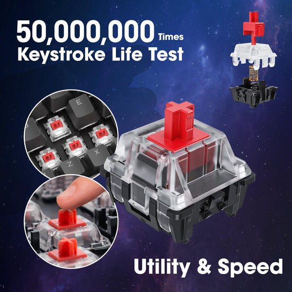 KOORUI 60% Mechanical Gaming Keyboard, Mixed Colors LED Backlit Ultra-Compact 69 Keys, Mini Wired Keyboard with Blue Switch for Windows Laptop PC/Mac OS/Xbox-BLACK(Blue Switch)