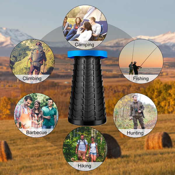 LUXJET Portable Folding Stool Lightweight Yet More Sturdy with Load Capacity 180KG, Retractable Plastic Foldable Collapsible Stool for Camping Fishing Hiking BBQ Outdoors Indoors Kitchen