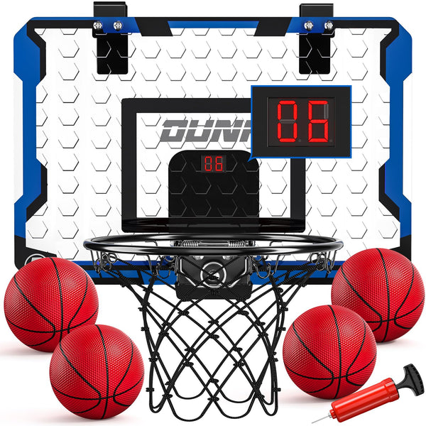 TEMI Basketball Hoop Indoor With 4 Balls, Over The Door for Kids and Adults, Toy Gift for Boys Girls Age 3-12 Years