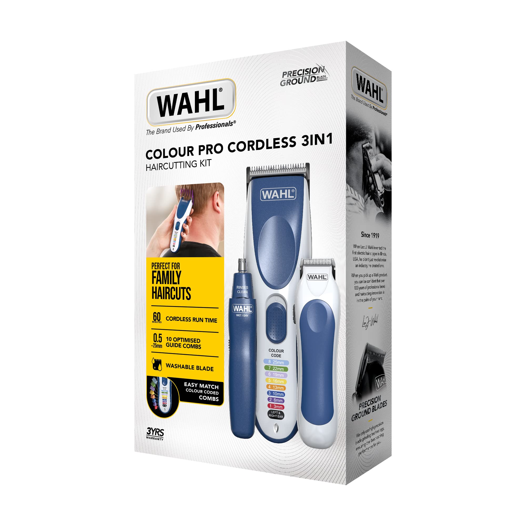 Wahl Colour Pro Cordless Combi Haircutting Kit, Hair Clipper & Trimmer for Full Haircuts, Rechargeable, Long Life Hair Clipper & Battery Powered Trimmer, Colour Coded for Easy Clipping, Full Haircuts