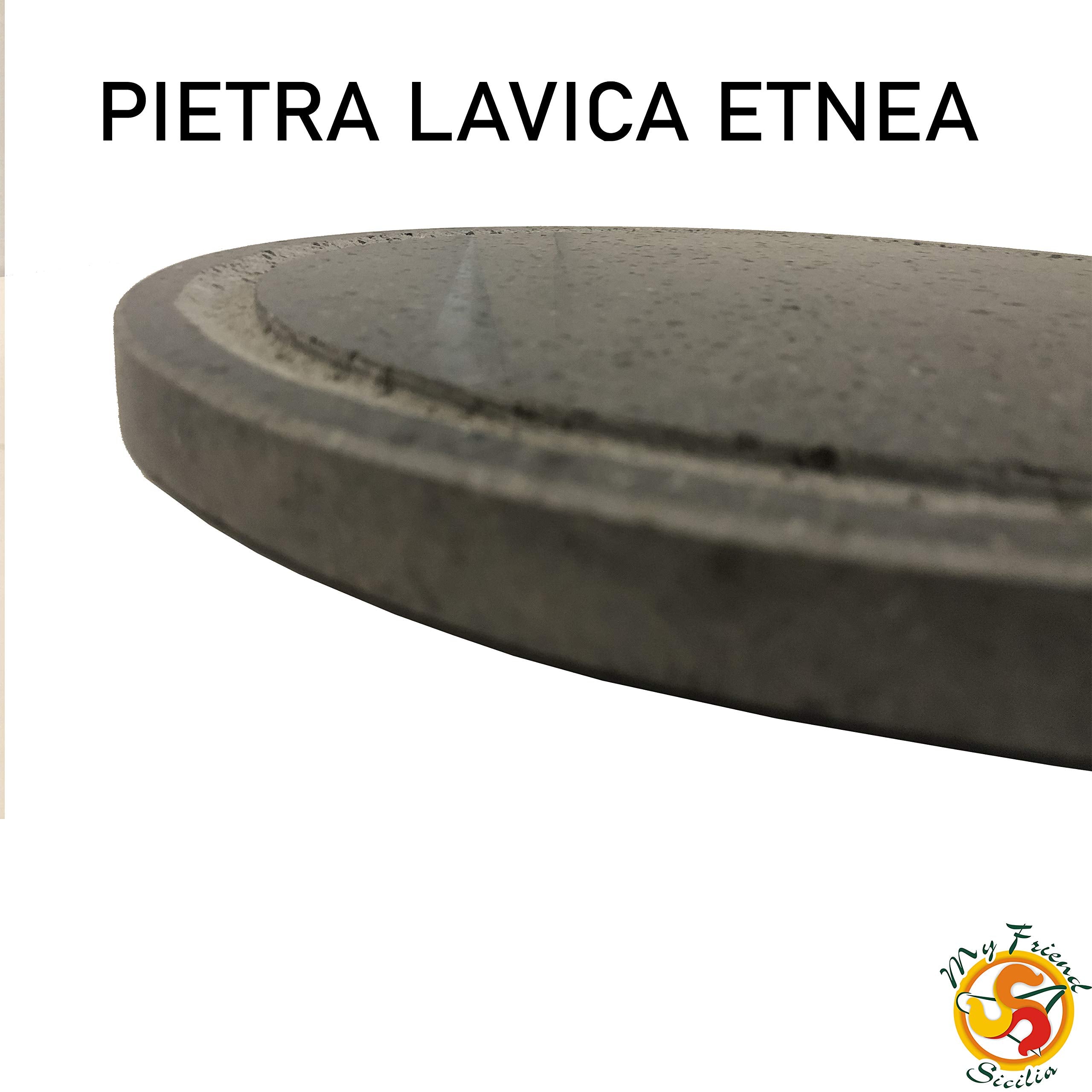 Etna Lava Stone Grill Round Diameter 35 cm with Groove - Ideal for WEBER BBQ or SMEG Oven